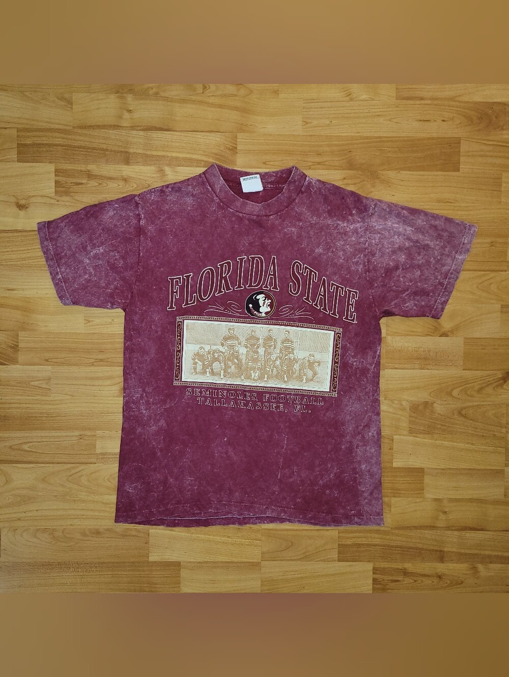 Vintage Florida State Seminoles NCAA College Nutmeg Marble Mineral Wash, Large